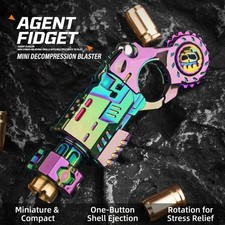 Metal Fidget Toy Gun Mini Launcher Shell Ejecting Spinner Ring EDC Stress Relief