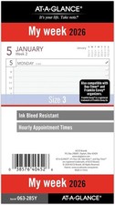 AT-A-GLANCE 2026 Planner Refill, Weekly, 3-3/4" x Size 3 Portable, White 