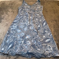Old Navy Paisley Sleeveless Dress Womens Size 6 Blue V Neck Mesh Trim