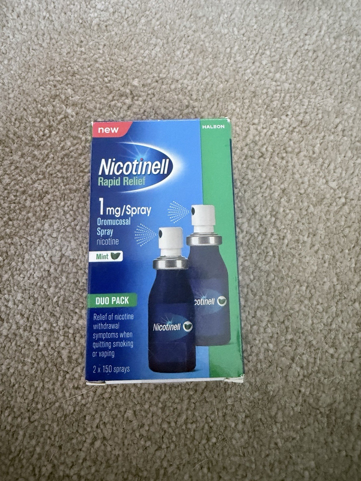 Nicotinell Rapid Relief 1mg/Spray Oromucosal Spray-Duo pack 300spray. Exp: 12/27
