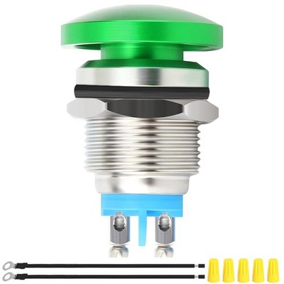 1 Stück 16 mm Grün Pilzkopf Drucktastenschalter SPST IP65 Wasserdicht DC 12 V 3 A 