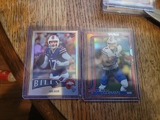 Bills Topps Chrome Lot Of 2 Josh Allen Throwback Refractor/Keon Coleman Leather