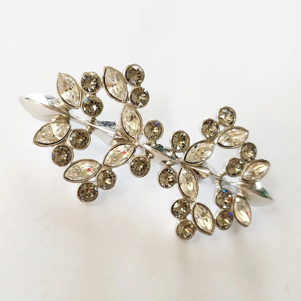 Broche Modernista Givenchy Barra Gris Transparente AB Cristal Ráfaga Chapado en Esterlina Raro Foto 4 de 4