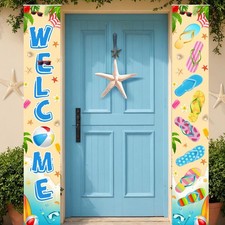 Summer Porch Banner Welcome Outdoor Banner Hello Summer Beach Door Decoration...