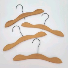 Vintage Lot of 4 1930s Wooden Children's Clothing Hangers 10.5" Unpainted