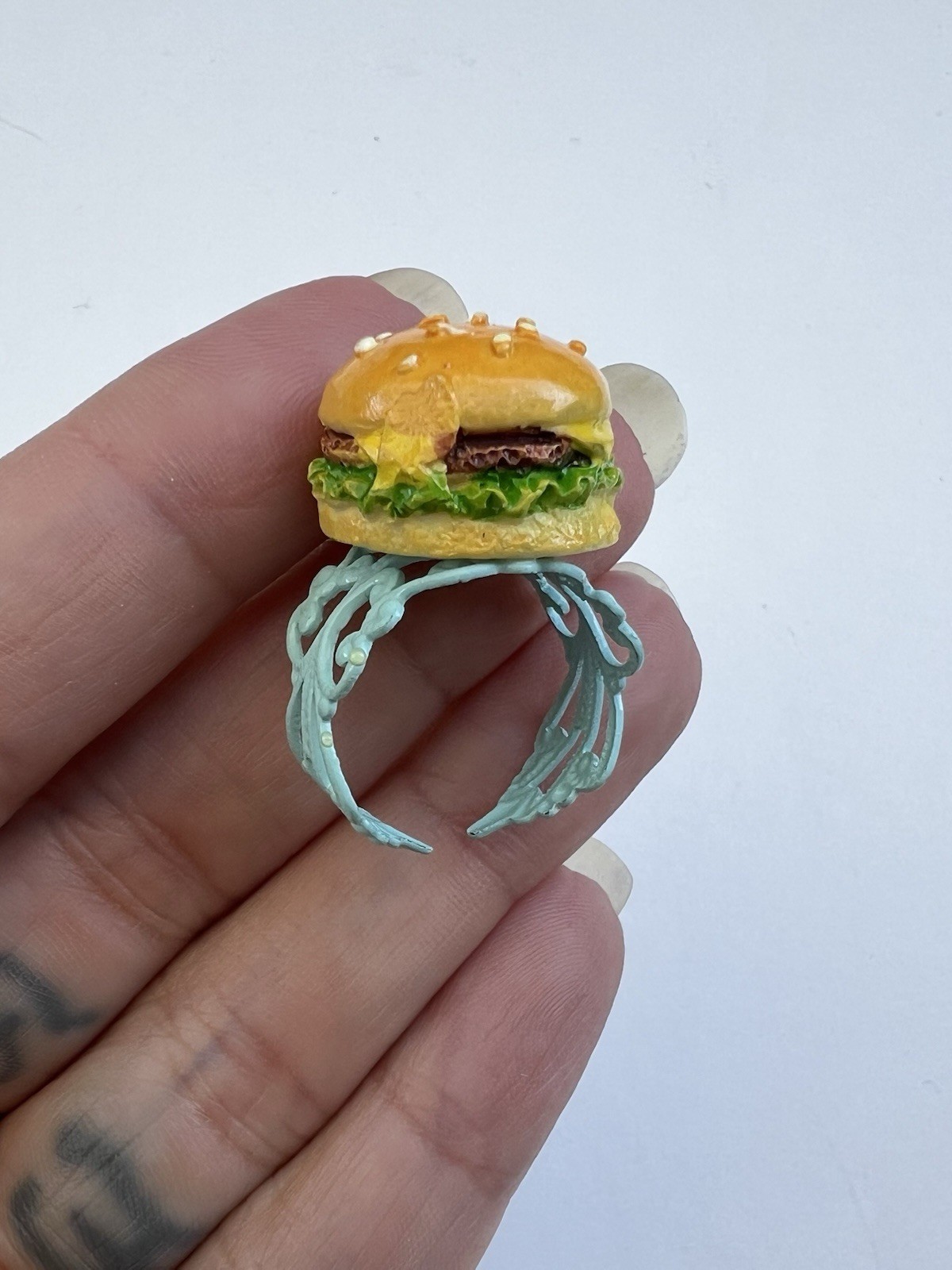 Rudy Fig Cute Adjustable Cheese Burger Ring - image 2