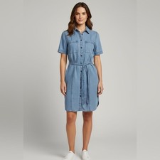 Madewell Light Blue Denim Chambray Mini Shirt Dress