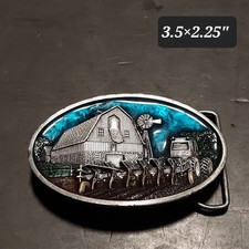 Vintage 1984 BERGAMOT BRASS WORKS T-149 TRACTOR TILL BARN ENAMEL BELT BUCKLE