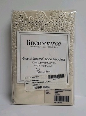 Linen Source Grand Supima Lace Bedding Standard Ivory Pillowcases 