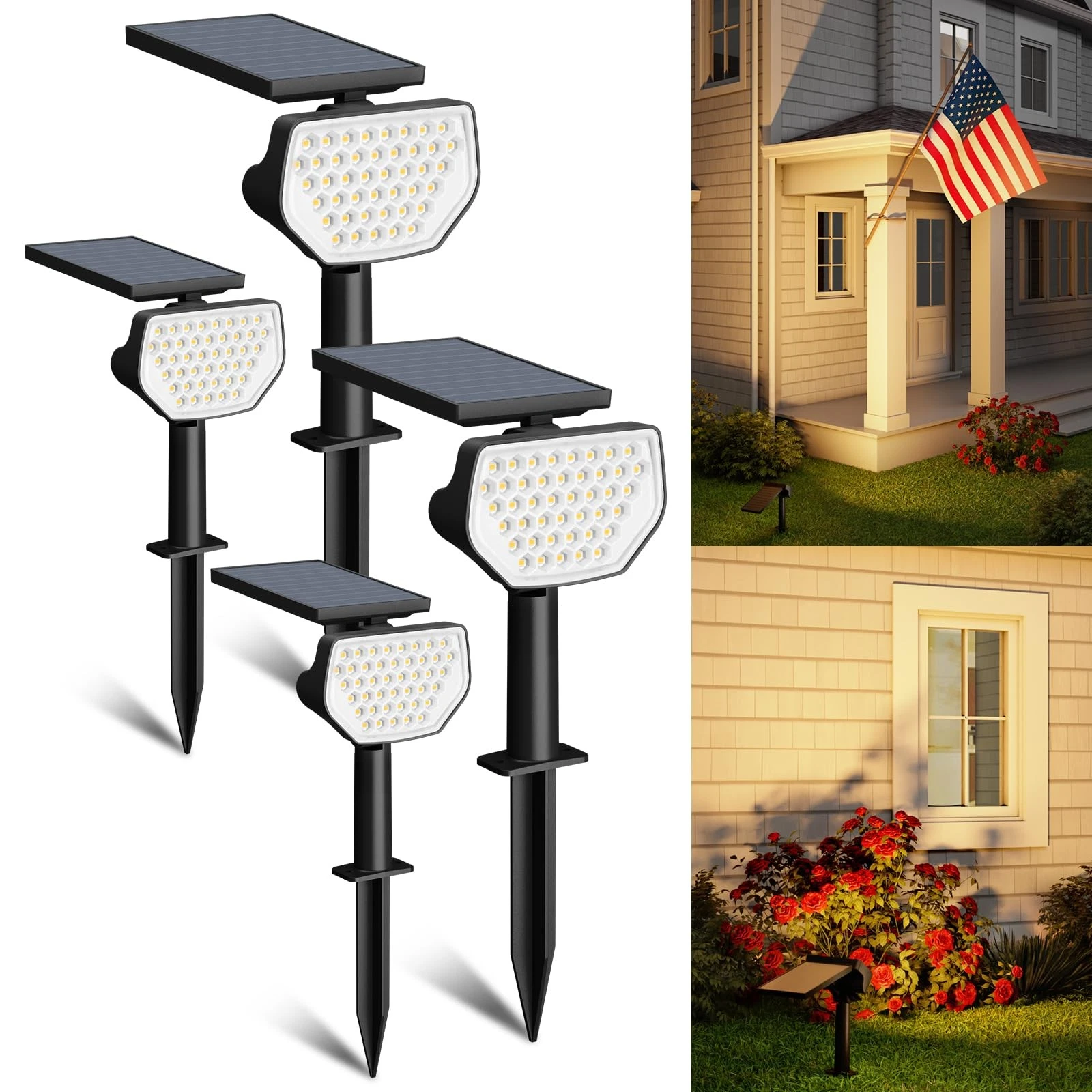 Solar Decorative Spot Lights 4 Pack, Warm White Accent Lights for Garden Ambi...