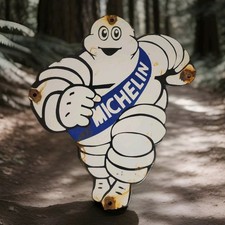 Vintage Michelin Tires Porcelain Sign Firestone Goodyear Hoosier Race Gas Oil