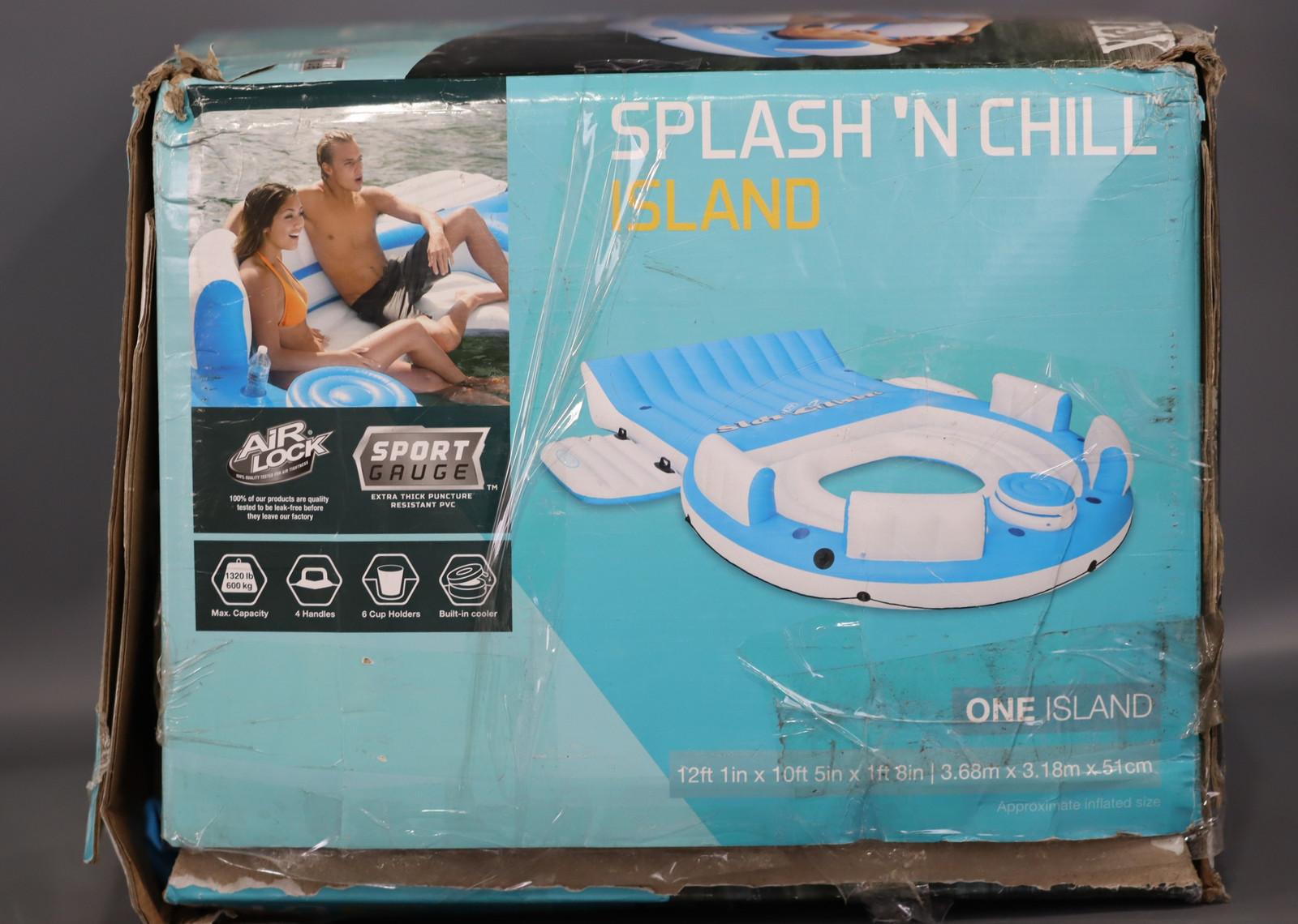 InteX Splash N Chill Island Inflatable Relaxation Lake Island Float 145x125x20