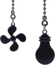 2 Pack Ceiling Fan Pull Chain Extension Set, 12 Inches Fan Light bulb Shaped Pul