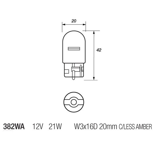 2 x 585 WY21W Amber Capless Rear Indicator Light Bulb 382WA 12v 21w Push Fit - Picture 2 of 2