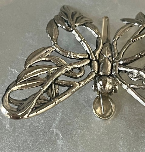 Vintage John Hardy Silver Tone Butterfly Hair Scarf Clip Art Noveau Style 2.5” - Picture 13 of 18