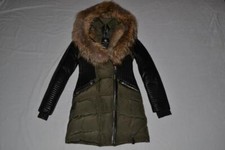 Authentic Rudsak Womens Shauna Fitted Down Coat  Leather Black Green  All Sizes