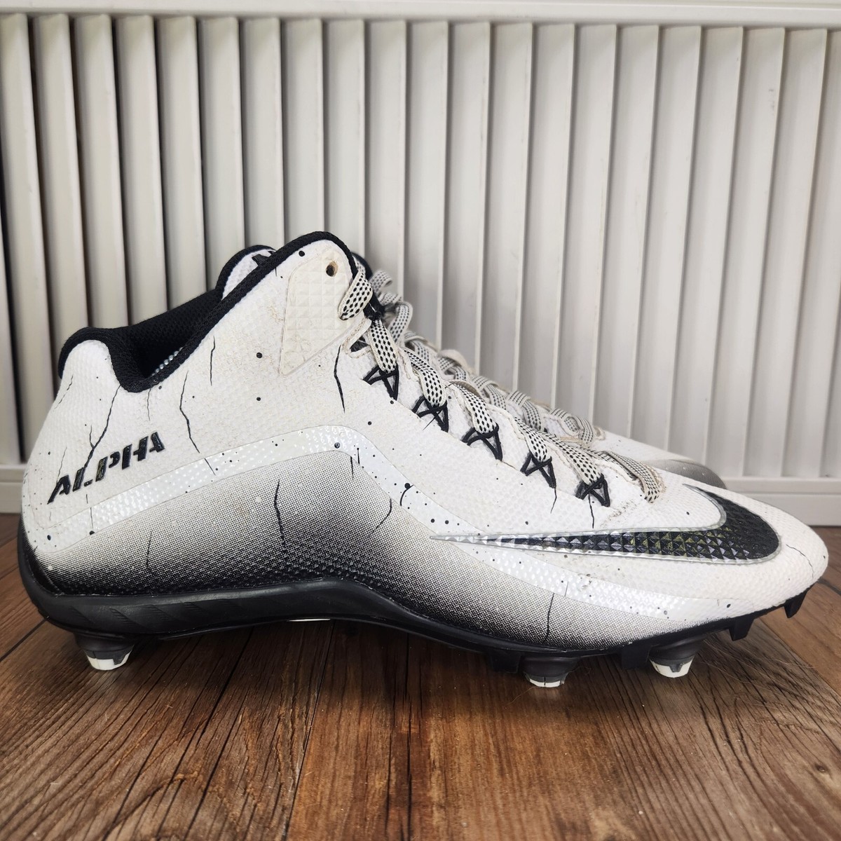 Nike Alpha Pro 2 TD Mid White Black Football Cleats 705409-100 Men\'s 13 Shoes Nike Skin Alpha Pro 2 Mens 11 White Black Mid TD Football  main image 3
