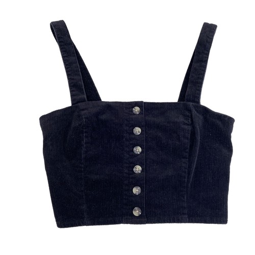 Camiseta sin mangas corsé Forever 21 para mujer negra pana talla mediana cierre de cremallera - Imagen 5 de 12