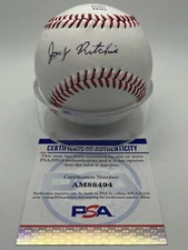 Jay Ritchie Red Sox Braves Signed Autograph Official League Baseball PSA DNA