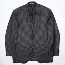 Canali 1934 Sport Coat Mens 42L Gray Charcoal Brown Check Wool Jacket Italy