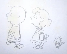 PEANUTS CHARLIE BROWN Charles Schulz ORIGINAL PROD cel DRAWING bird snoopy