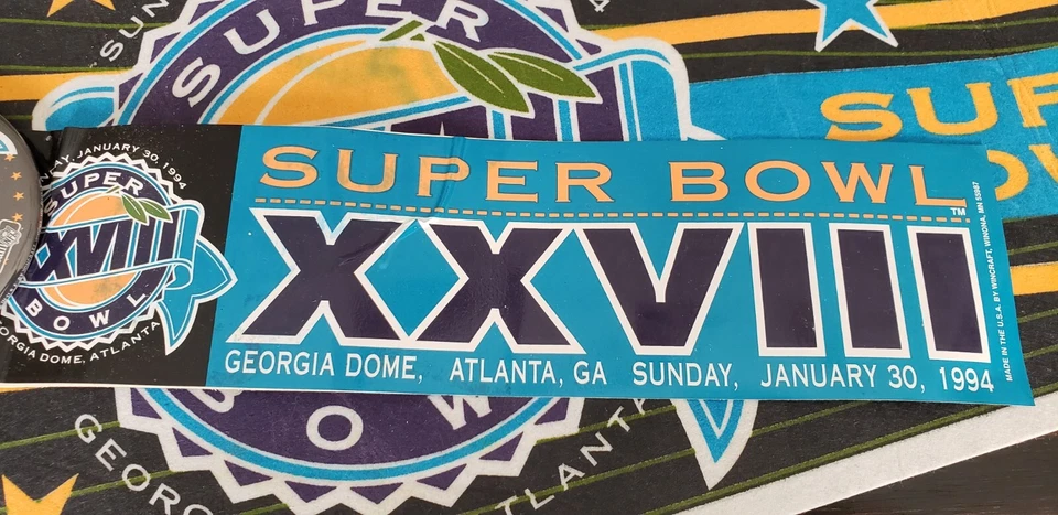 De colección. WINCRAFT 1994 Super Bowl XXVIII Banner/Pegatina Equipo Fan Pack Georgia Dome  Foto 2 de 4