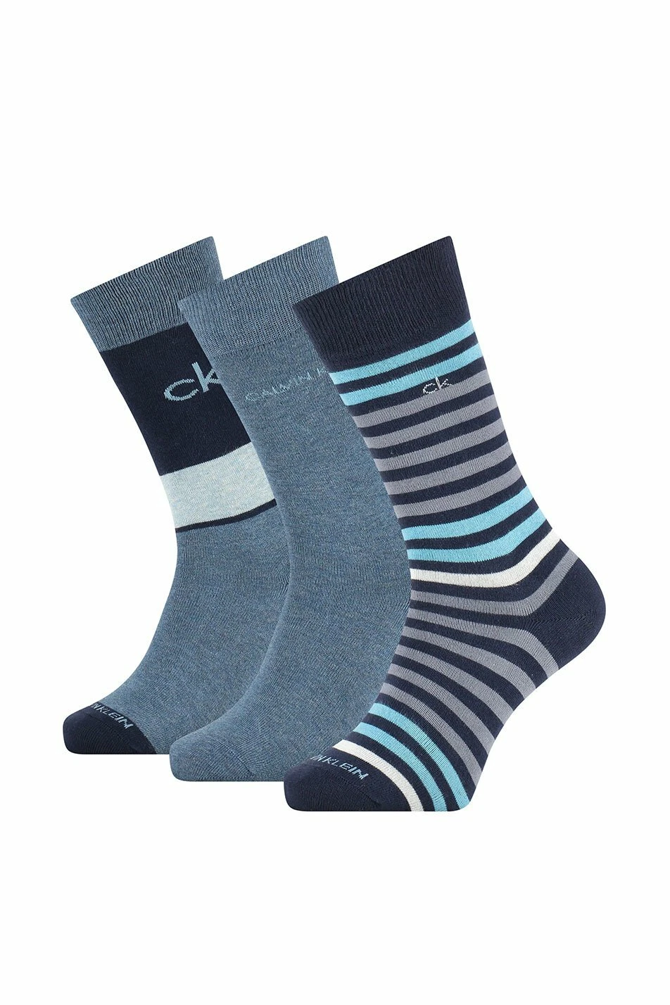 Calvin Klein 100% Authentic Men's 3-Pack Combed Cotton Crew Socks Navy Combo