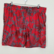 Sonoma Men's Swim Trunks Shorts Red Gray Tropical XXL Sea Ocean Beach