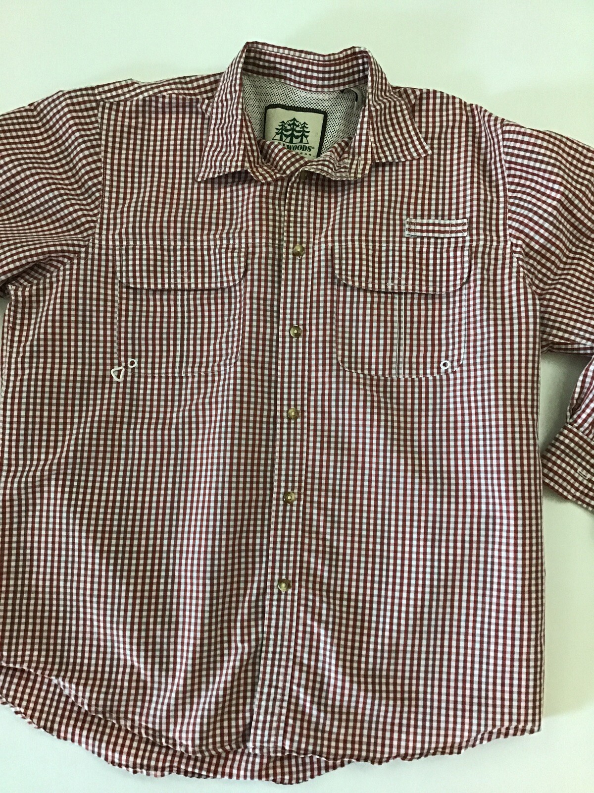 Tallwoods Men’s Button Up Shirt Size Large Red Check Vented LS Casual
