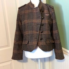 Hollister Medium Plaid Suit Jacket Metal Buttons Lined Winter Fall Careers