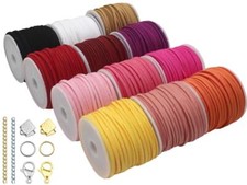 12 Rolls Suede Cord String-2.6mm 110 Yards Flat Lace Faux Bracelet Type PT396