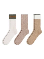 3Pairs George Men's Cotton Rib Boot Crew Socks, Biege Size 6-12