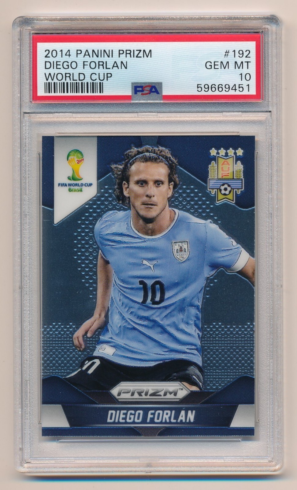 2014 Panini Prizm World Cup Soccer Diego Forlan PSA 10 Gem Mint #192 Uruguay