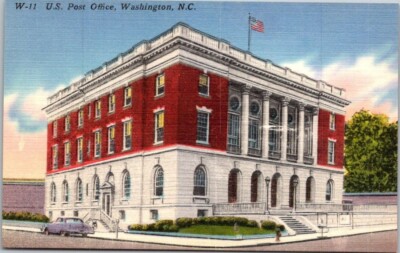 Washington North Carolina US Post Office Vintage Linen Postcard Unposted A32