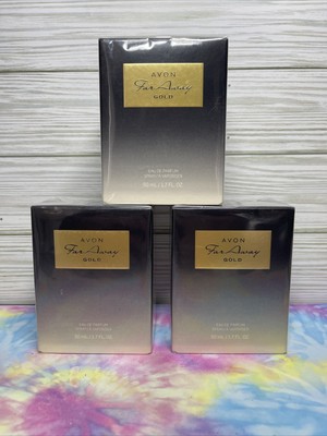 SET OF 3 AVON FAR AWAY GOLD SPRAY 1.7 OZ/50  ml Eau De Parfum Perfume NEW NIB