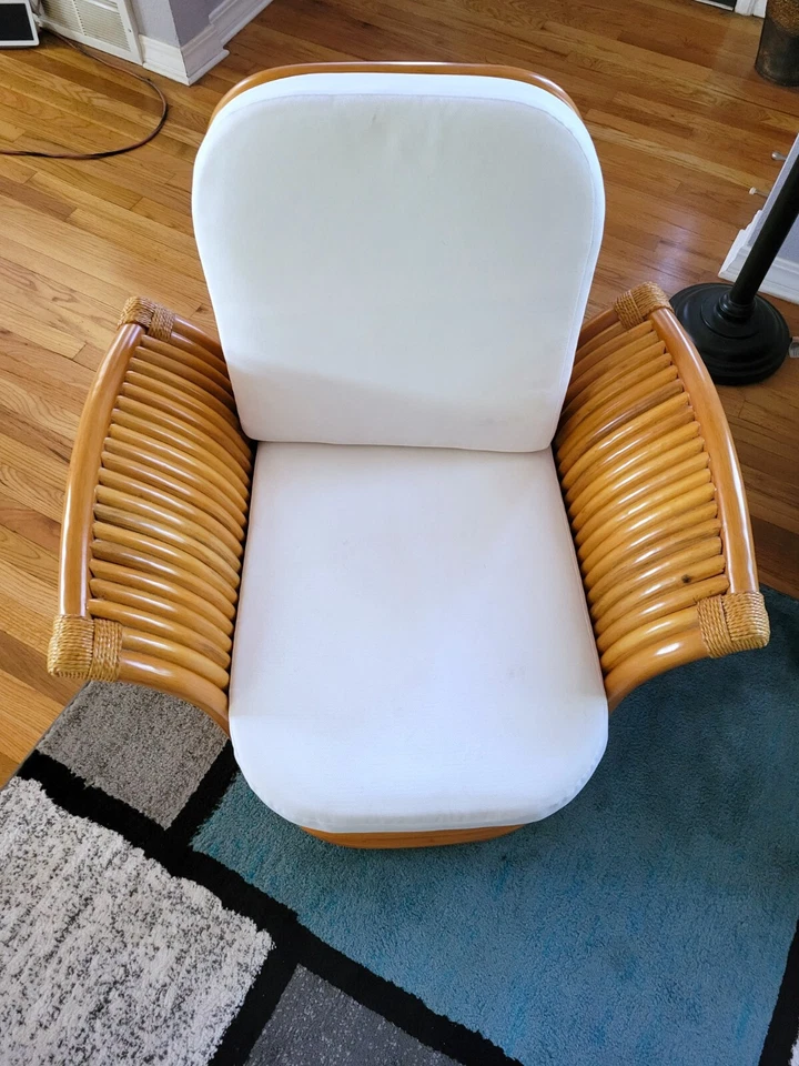 Silla dorada para niñas ratán brazo abanico bambú mimbre muebles decoración Foto 4 de 4