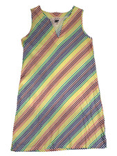 Lands End Womens Swimwear Coverup Size M Sleeveless Rainbow With Pockets