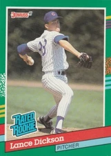 FREE SHIPPING-MINT-1991 Donruss #424 LANCE DICKSON CUBS RATED ROOKIE