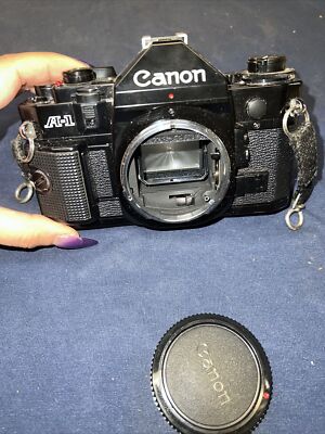 Vintage Canon A-1 A1 35mm SLR Film Camera Black MF Body From JAPAN