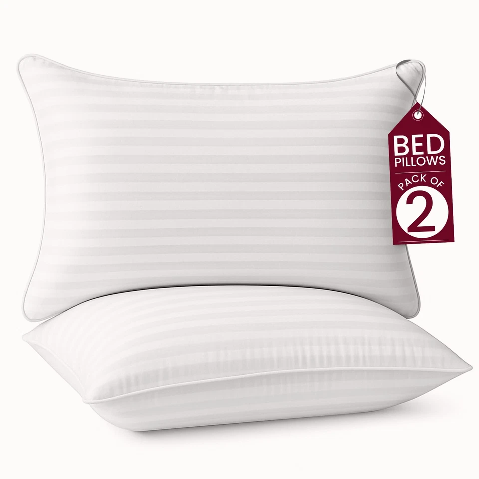 Bed Pillows for Sleeping Queen King Size Brushed Breathable Plush Pillows