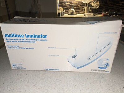 NEW Open Box-Staples 9.5'' Hot&Cold Multiuse Laminator w/Starter Kit & 10 Pouches