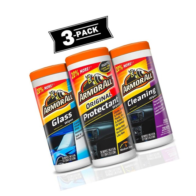 Armor All Protectant, Glass and Cleaning Wipes, 30 Count Each (Pack of