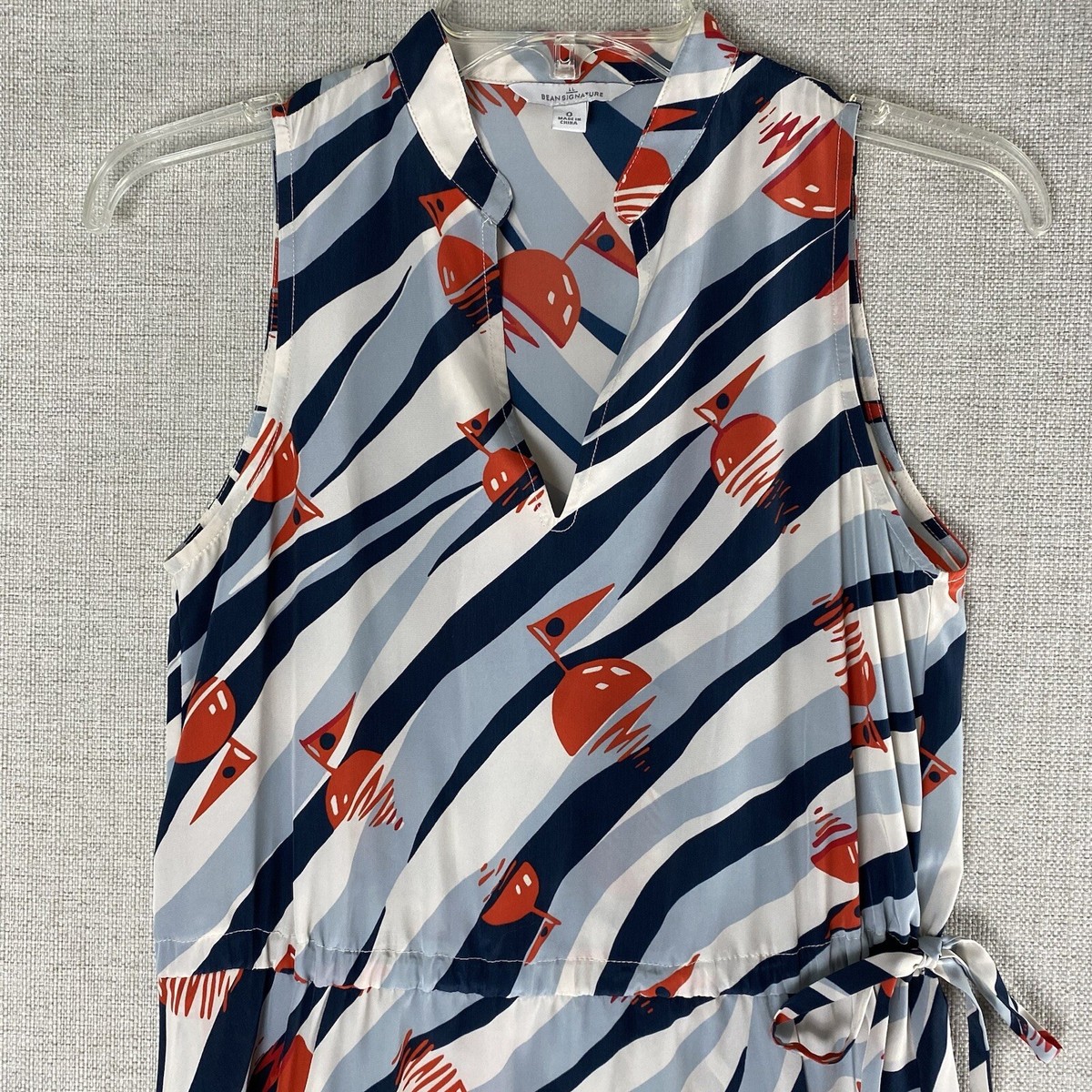 LL Bean Signature Maxi Dress Womens 0 Nautical Buoy Print