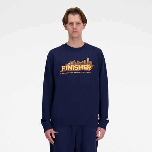 New Balance Мужская одежда United Airlines NYC Half Finisher French Terry Crew синего цвета, размер