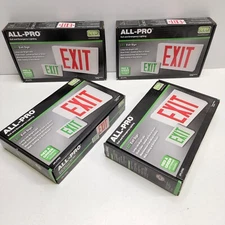 LOT OF 4 - NEW - ALL PRO LED Exit Sign & Emergency Lighting Red / Green
