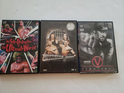 3 WWE DVDs - Vengeance, No Way Out, Self Destruction of Ultimate Warrior