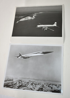 Two BOAC Official 8x10 B/W Photos~DC 6B & Concorde (Artist's Concept)