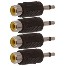 4 Pcs 3.5mm 1/8" Mono Male to RCA Female Audio Adapter Connector Converter Black