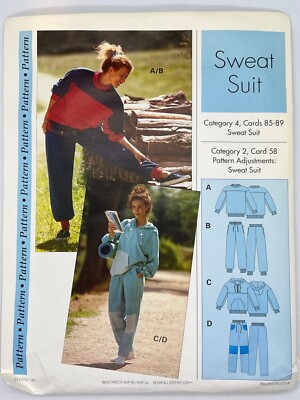 Vintage Step by Step New Sweat Suit Sewing Pattern Category 4 Card 85-89 Size MD