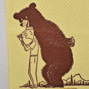 1950s Beware Of Yellowstone Bear Scratch Bite Restaurant Napkin